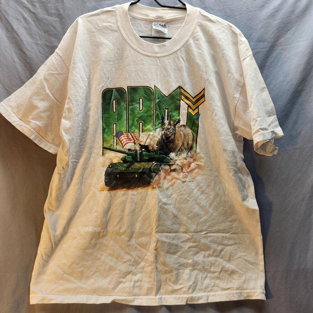 Vintage Gildan ARMY Graphic Tshirt White Size‎ XL